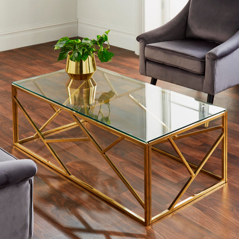 Native Home Lifestyle Geometric Gold Plated Coffee Table